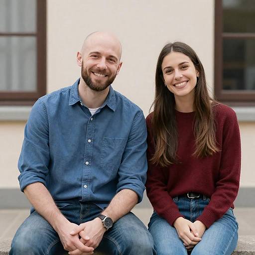 Cheerful Couple in Casual Attire
