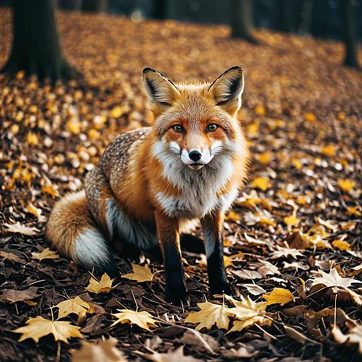 Red Fox in Autumn Forest