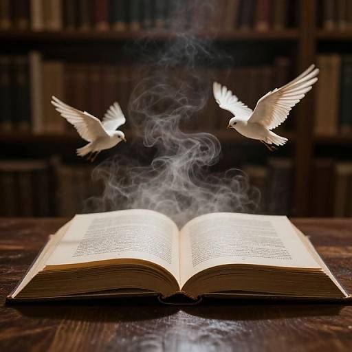 Mystical Library with Enchanted Book