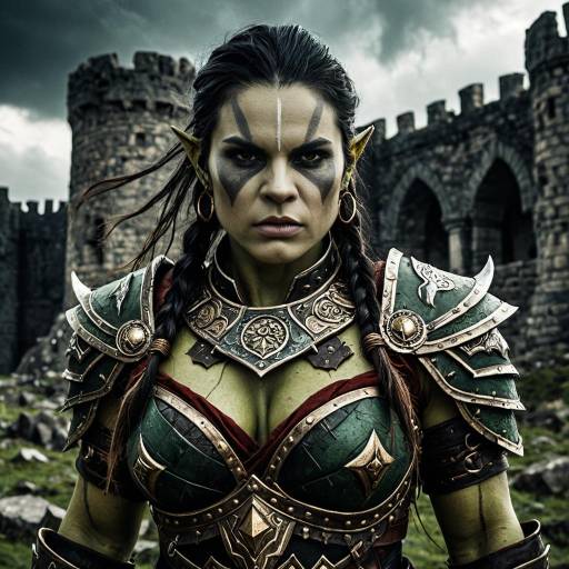 Fierce Female Orc in Fantasy Landscape