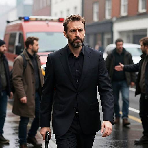 Mysterious Man in Urban Fog