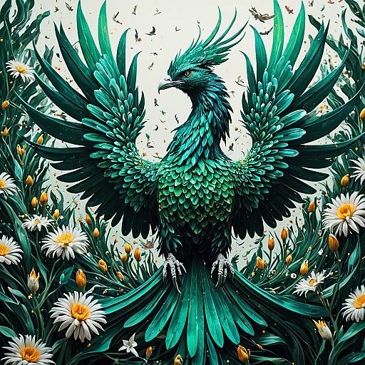 Hyper-Realistic Floral Phoenix