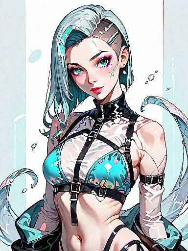 Young Woman in Silver Monokini on Beach