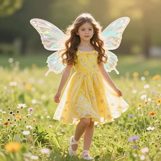 Whimsical Fairy Girl in Sunny Meadow