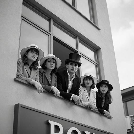 Curious People in a Window Scene