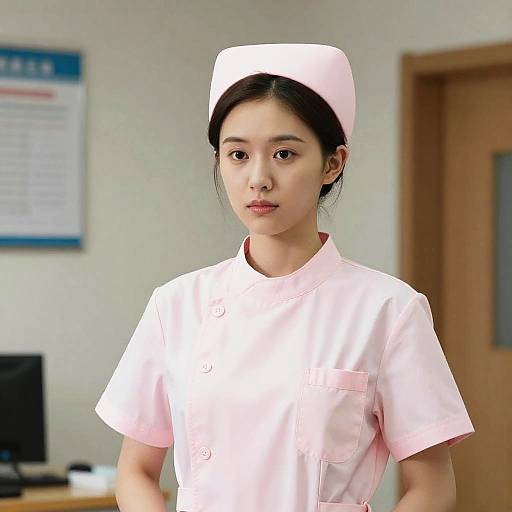 Asian Nurse in Pink Uniform