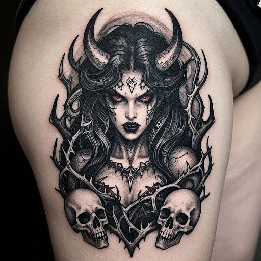 Fierce Gothic Evil Woman Tattoo