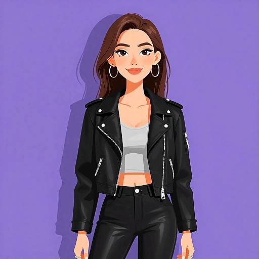 Smiling Woman in Chic Moto Jacket