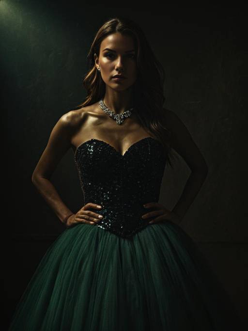 Woman in Black Sequined Cocktail Dress