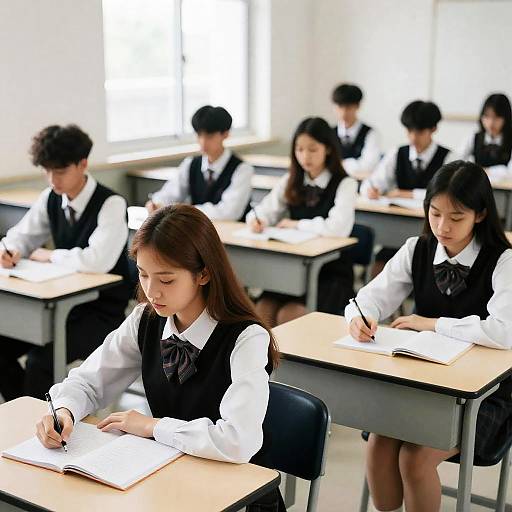 Focused Students in a Bright Classroom