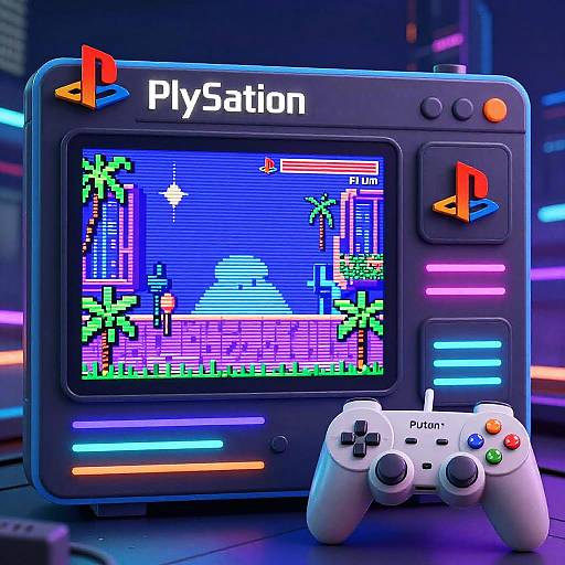 Futuristic PS2 AI Retro Interface