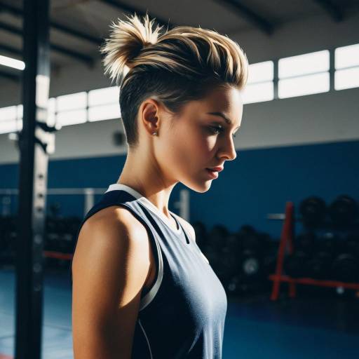 Female Athlete with Short Back and Sides Hairstyle in Gym Female Athlete with Short Back and Sides Hairstyle in Gym