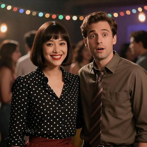 Smiling Woman with Surprised Companion