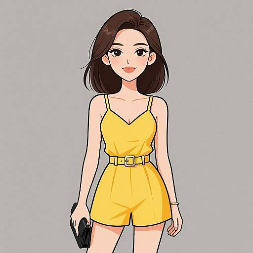 Smiling Woman in Yellow Romper