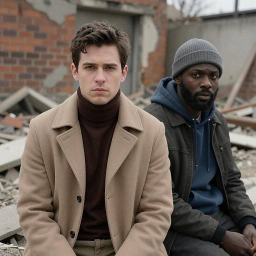 Two Men in Urban Rubble Setting