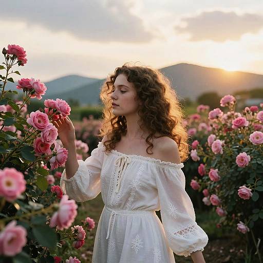 Serene Woman in Garden Sunset
