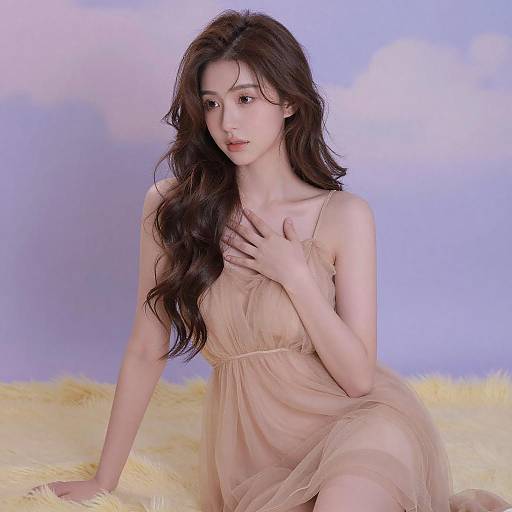 Serene Woman on Yellow Rug