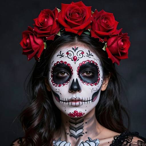 Haunting Sugar Skull with Rose Halo
