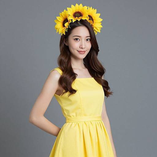 Woman in Yellow Sunflower Costume
