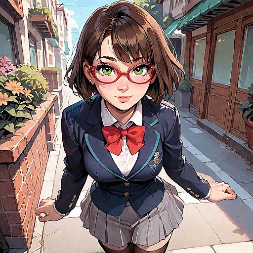 Charming Anime Girl in School Uniform