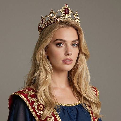 Blonde Woman in Royal Attire