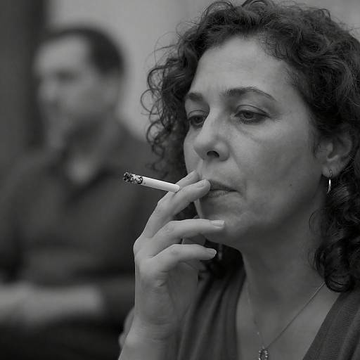 Woman Smoking Cigarette Black and White