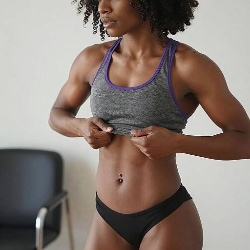 Muscular Black Woman in Sportswear