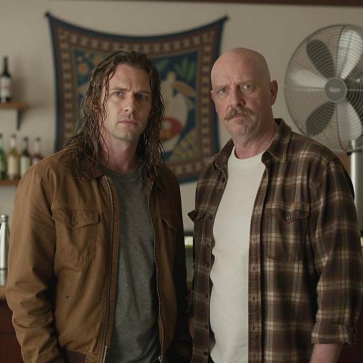 Serious Men Indoors with Bar Setting