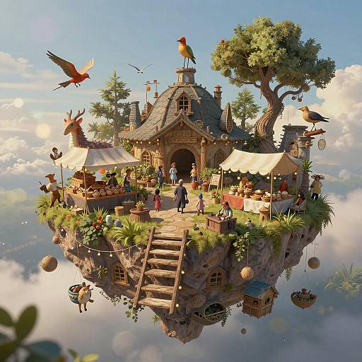 Mythic Marketplace on Floating Surreal Island