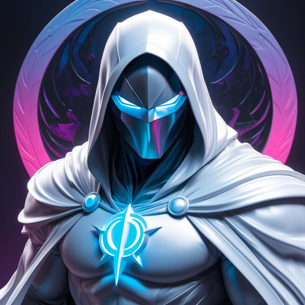 Vibrant Moon Knight Stone Statue Artwork