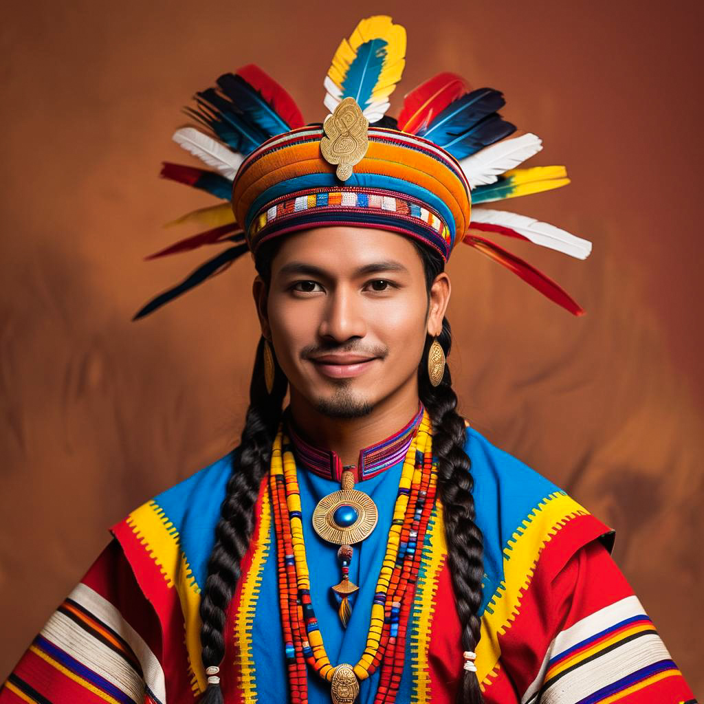 Joyful Festival Participant in Incan Attire