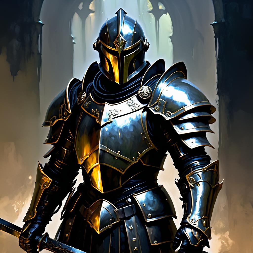 Stoic Warforged Fighter in Dark Fantasy