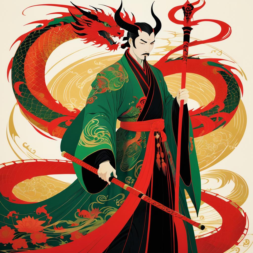 Dynamic Dragon Portrait in Bold Colors