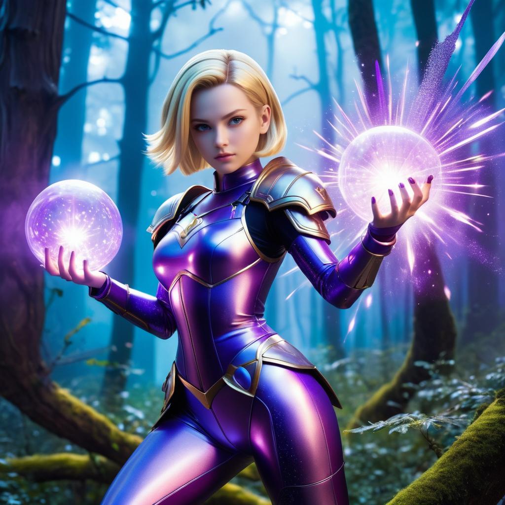 Magical Girl Android 18 in Enchanted Forest