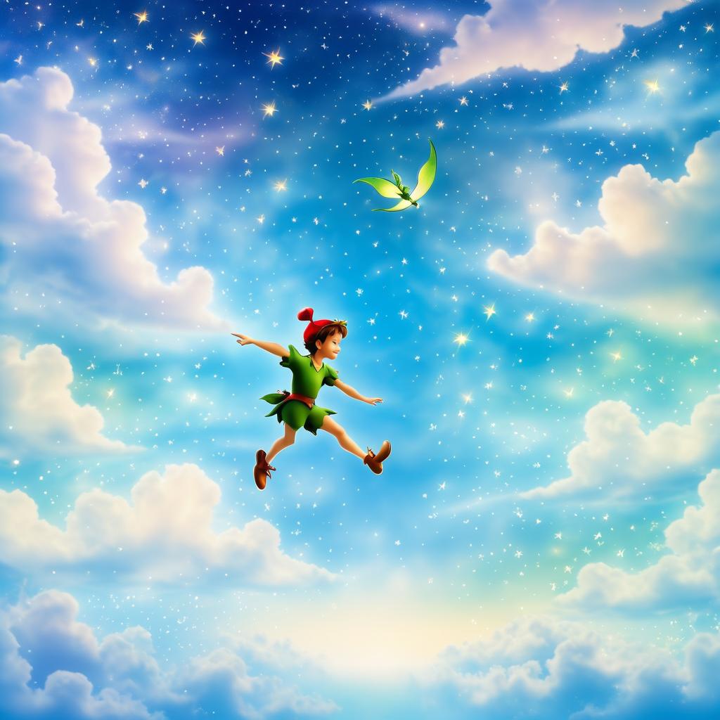 Whimsical Peter Pan in Dreamy Skies