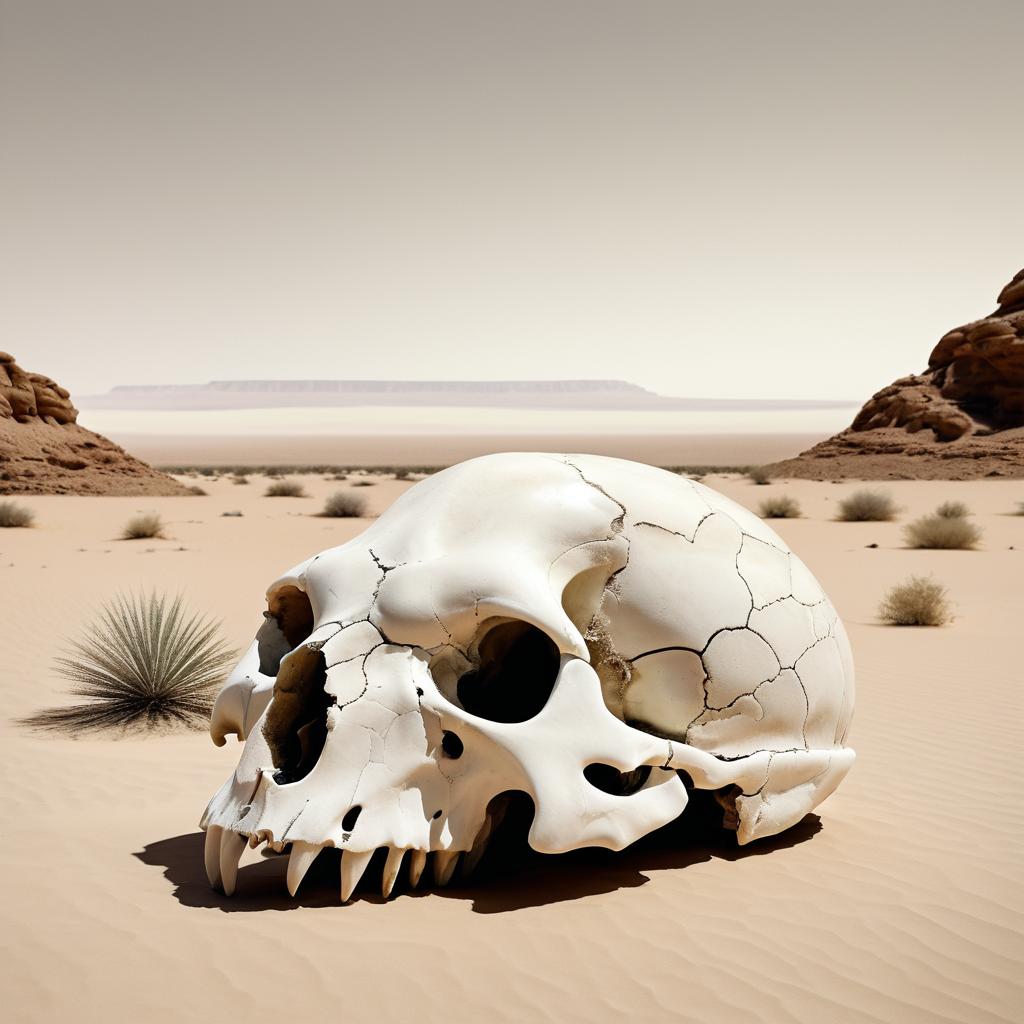 Hyper Realistic Lion Skull in Desert