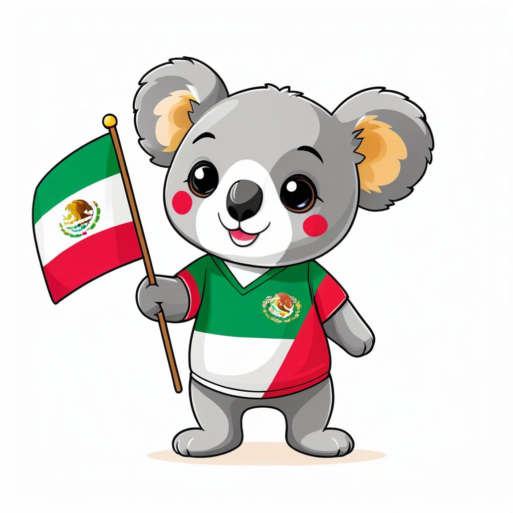 Charming Koala with Mexico Flag Design