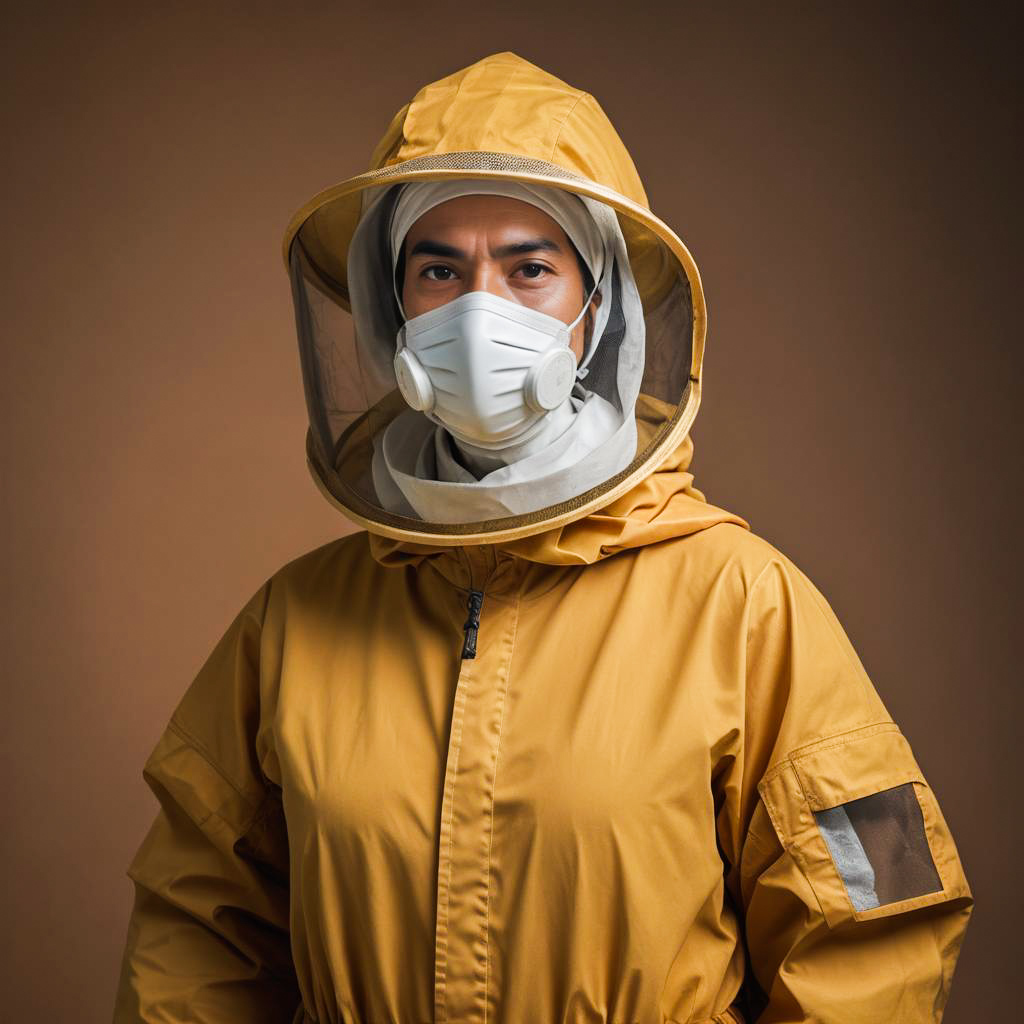 Serious Researcher in Beekeeper Outfit