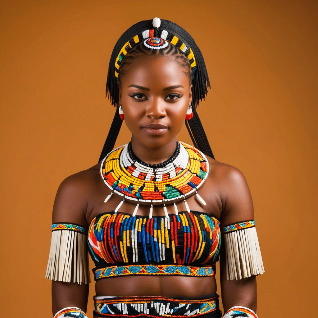 Graceful Zulu Woman with Beadwork Portrait