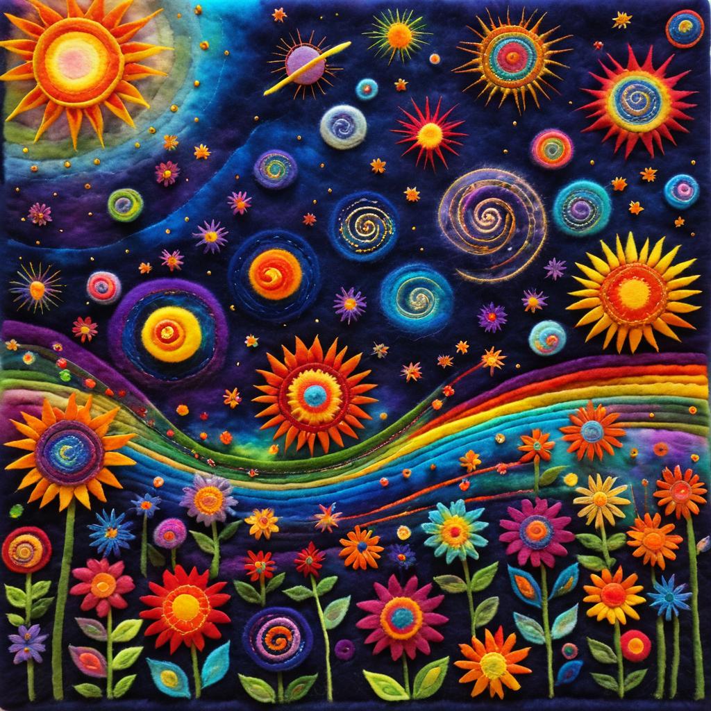 Abstract Cosmic Floral Landscape Art