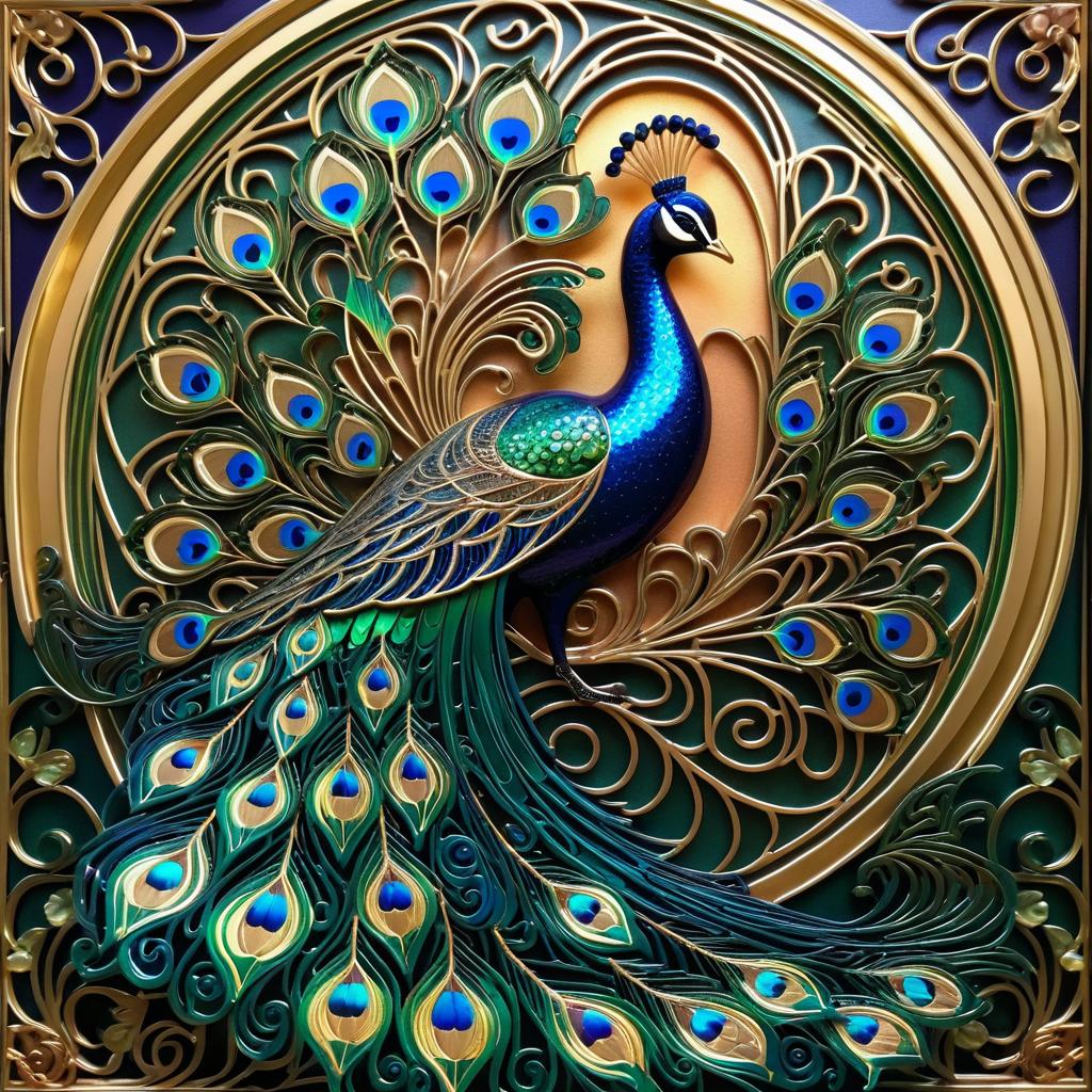 Art Nouveau Peacock with Intricate Details