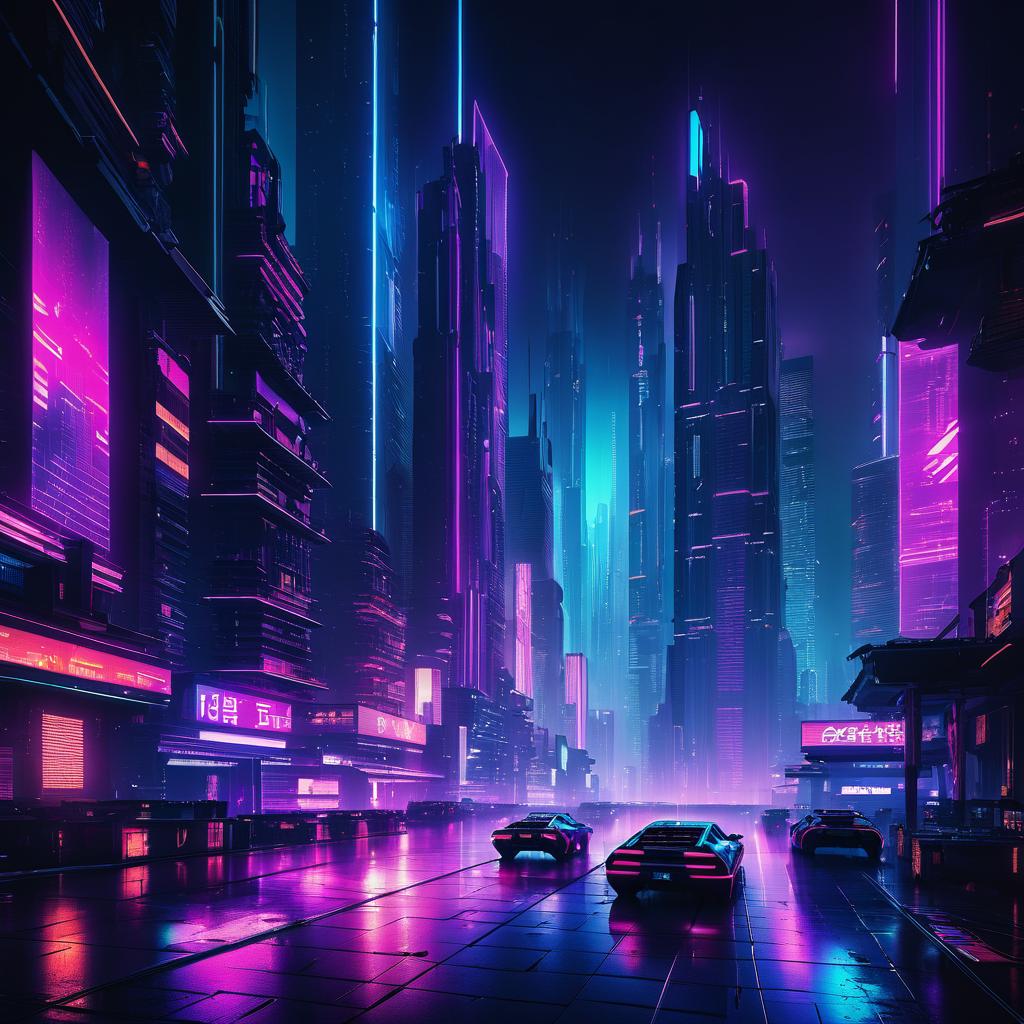 Vibrant Cyberpunk Cityscape at Night