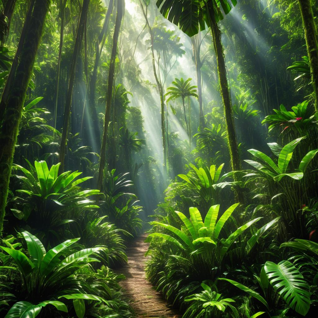 Photorealistic Jungle Scene with Dappled Light