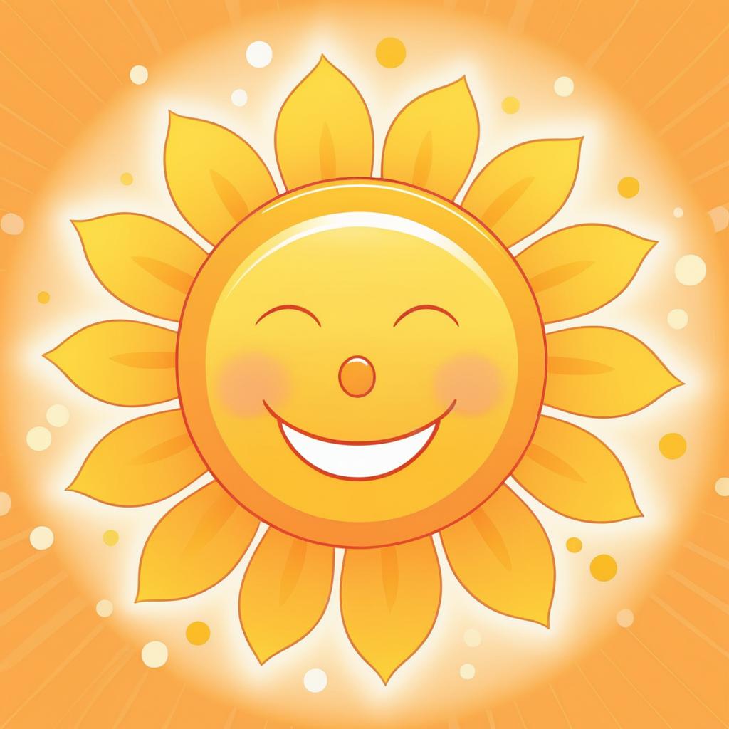 Adorable Cartoon Sun with Happy Face