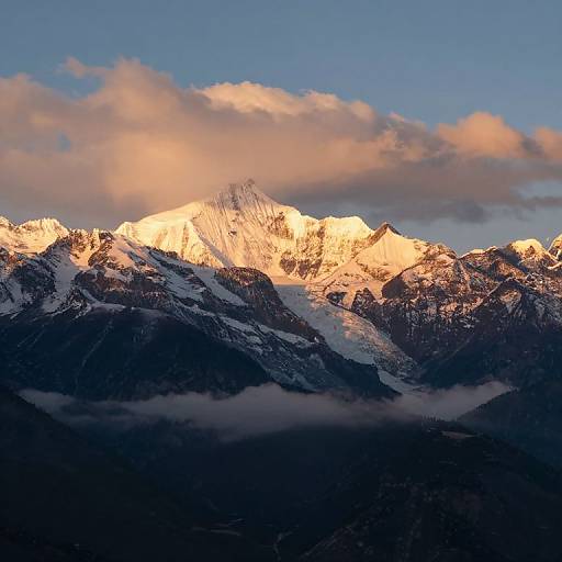 Sunset Over Snow-Capped Mountains