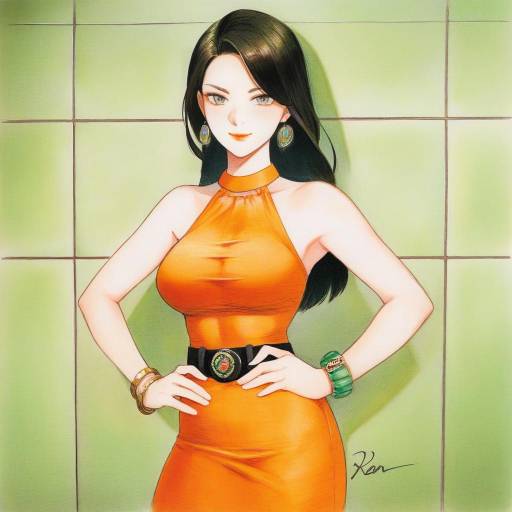 Confident Woman in Orange Dress