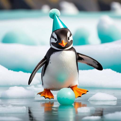 Playful Gentoo Penguin on Ice Playful Gentoo Penguin on Ice