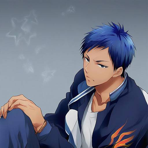 Illustration of Aomine daiki, kuroko no basuke in the style of Nikaidou kou