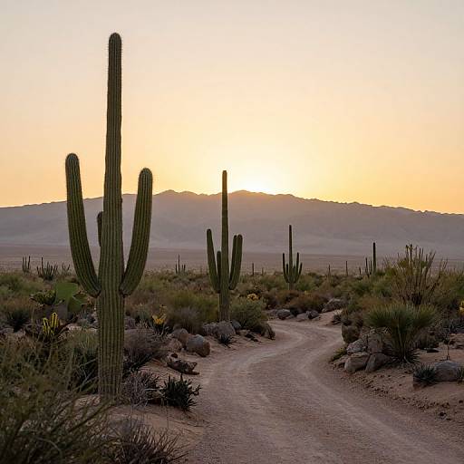 Serene Desert Path with Cacti