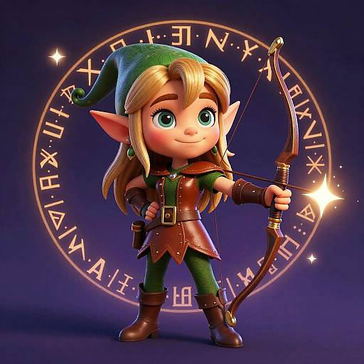 Mischievous Elf Girl with Magical Bow